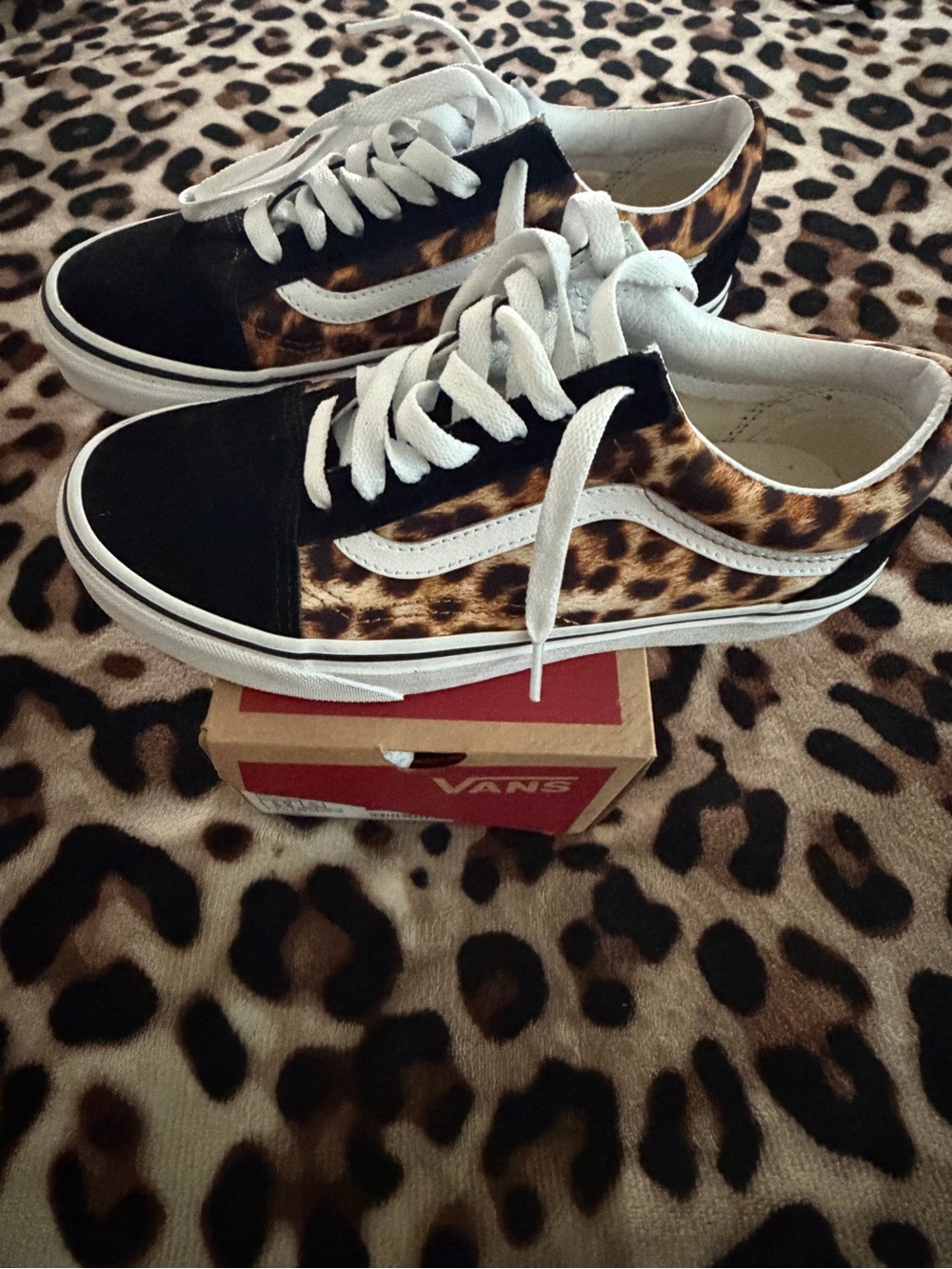 Vans Leopard Panel Old Skool Sneakers - Black/Leopard